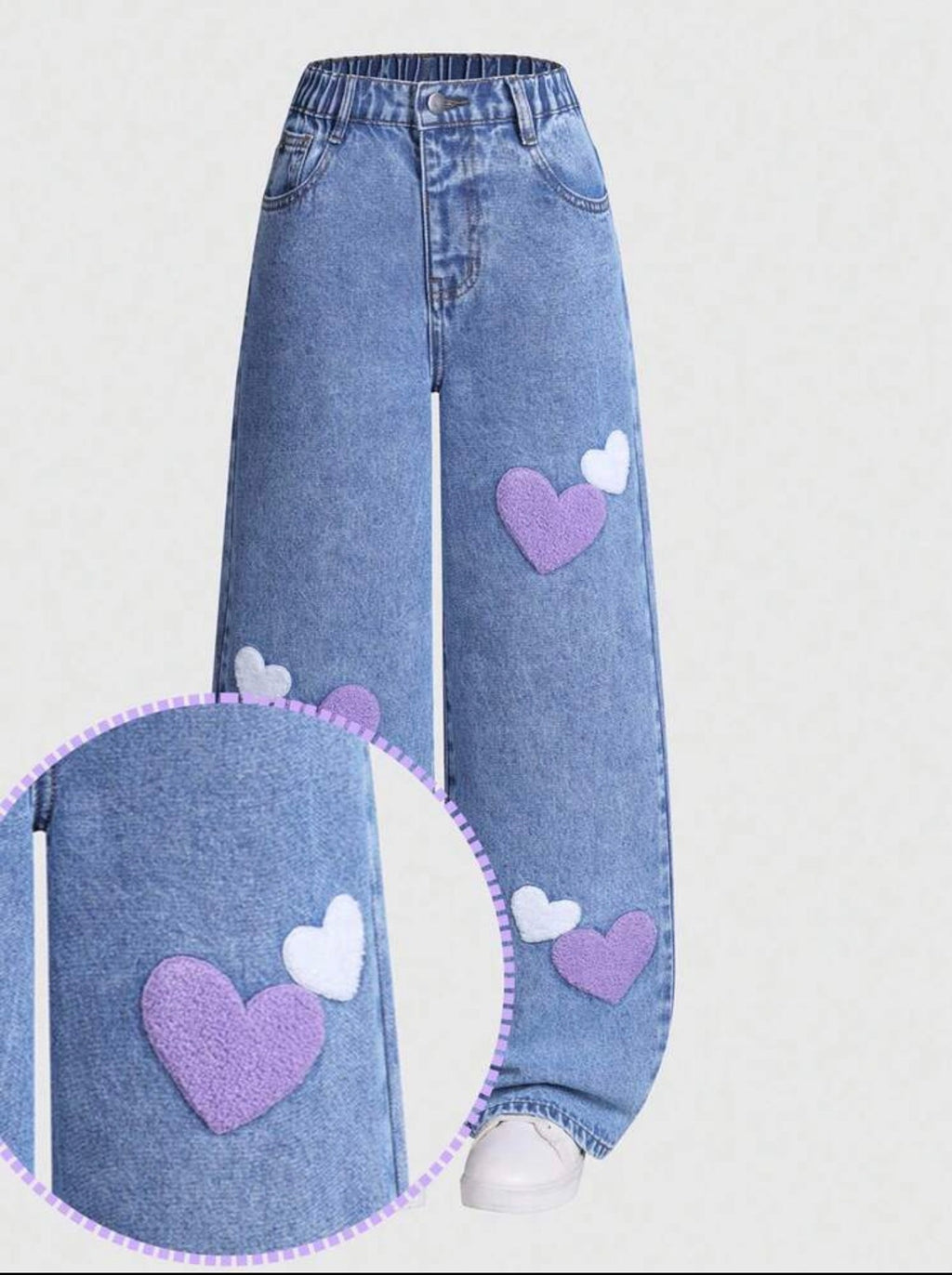 Pearl-Decorated Denim Jacket & Pants Set